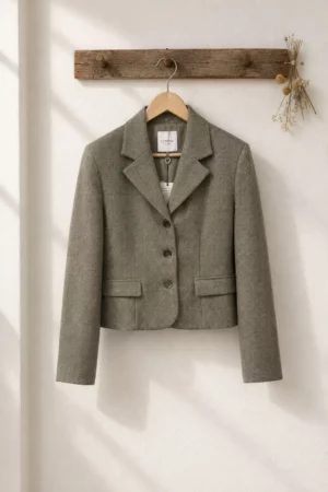 Americana corta gris con tres botones