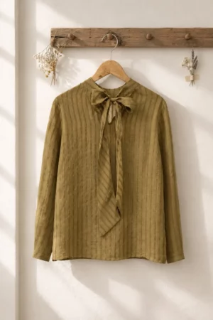 Blusa con lazada y raya fina