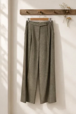 Pantalón ancho gris con bolsillos laterales